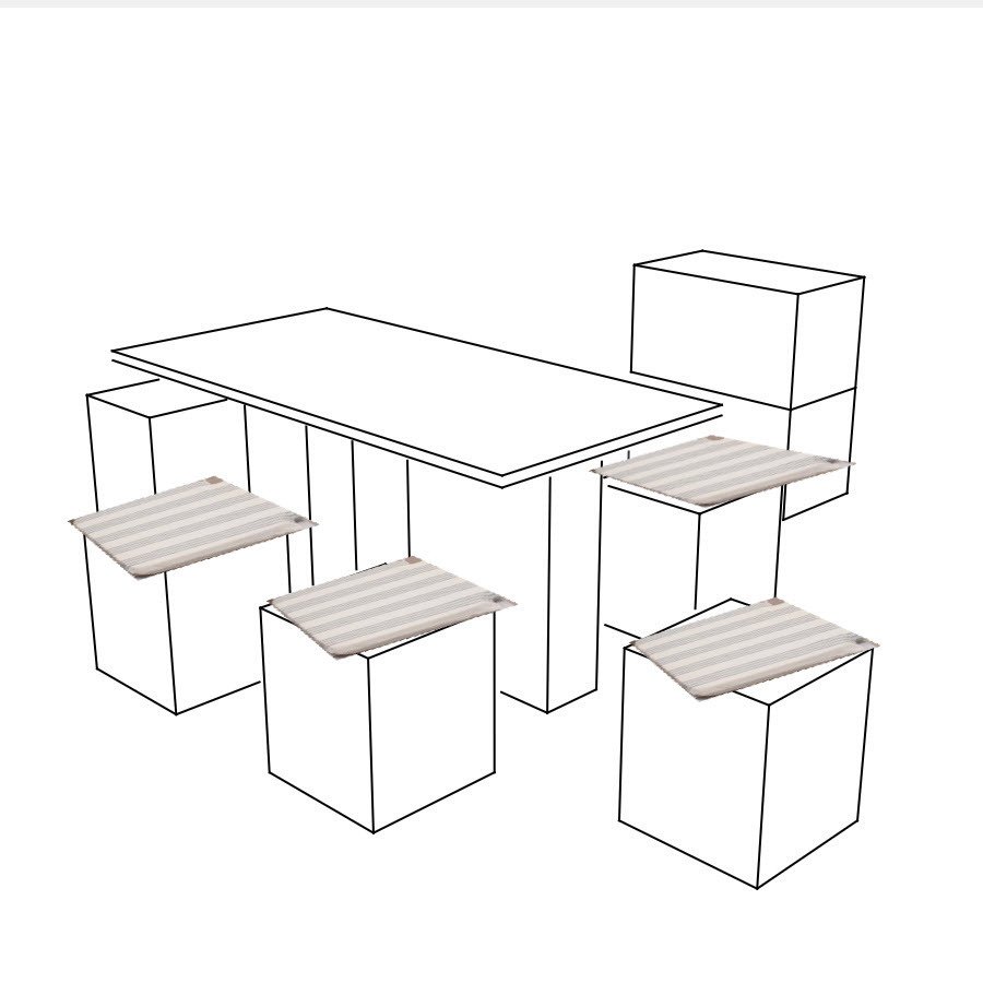 MESA COMEDOR 4 PAX CON COJINES