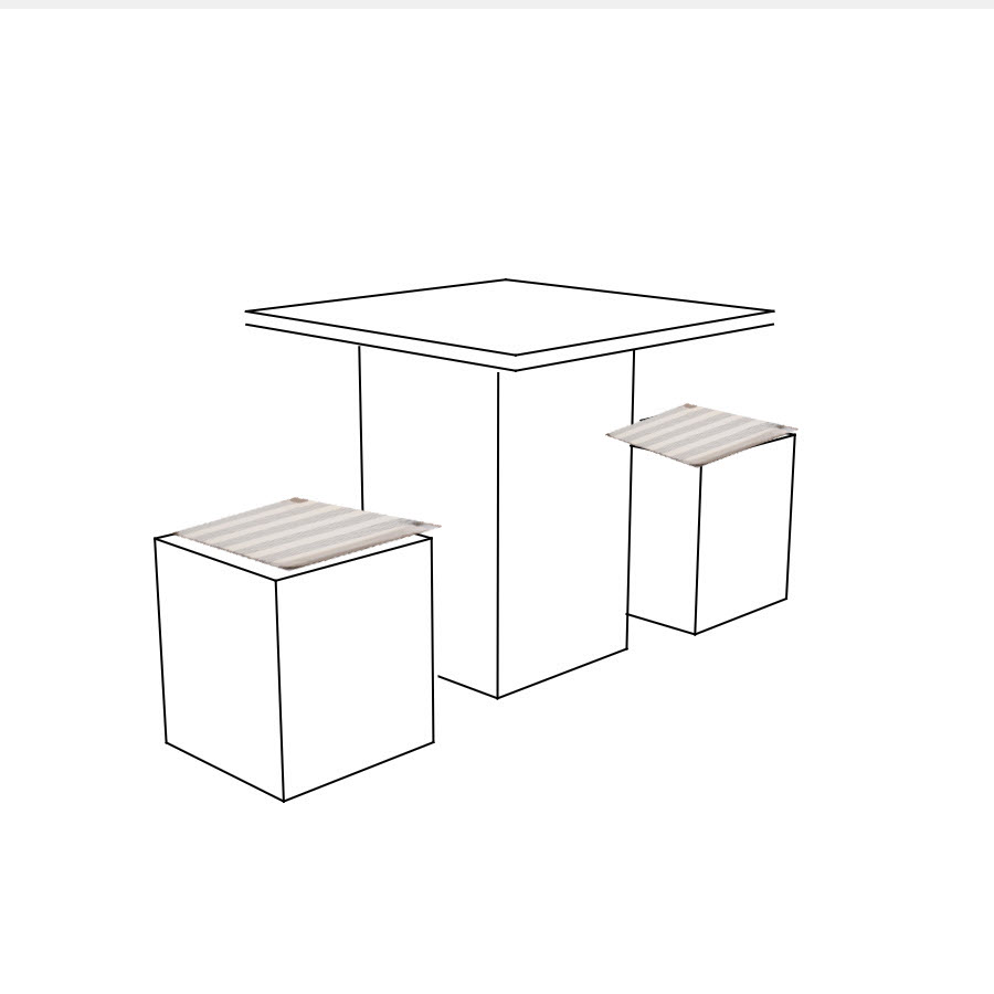 MESA COMEDOR 2 PAX CON COJINES