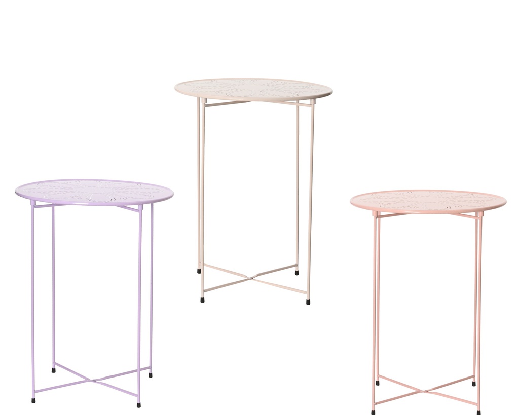 MESITA AUXILIAR METAL - 3 COLORES - PRECIO UNIDAD dia46.50-H62.00cm