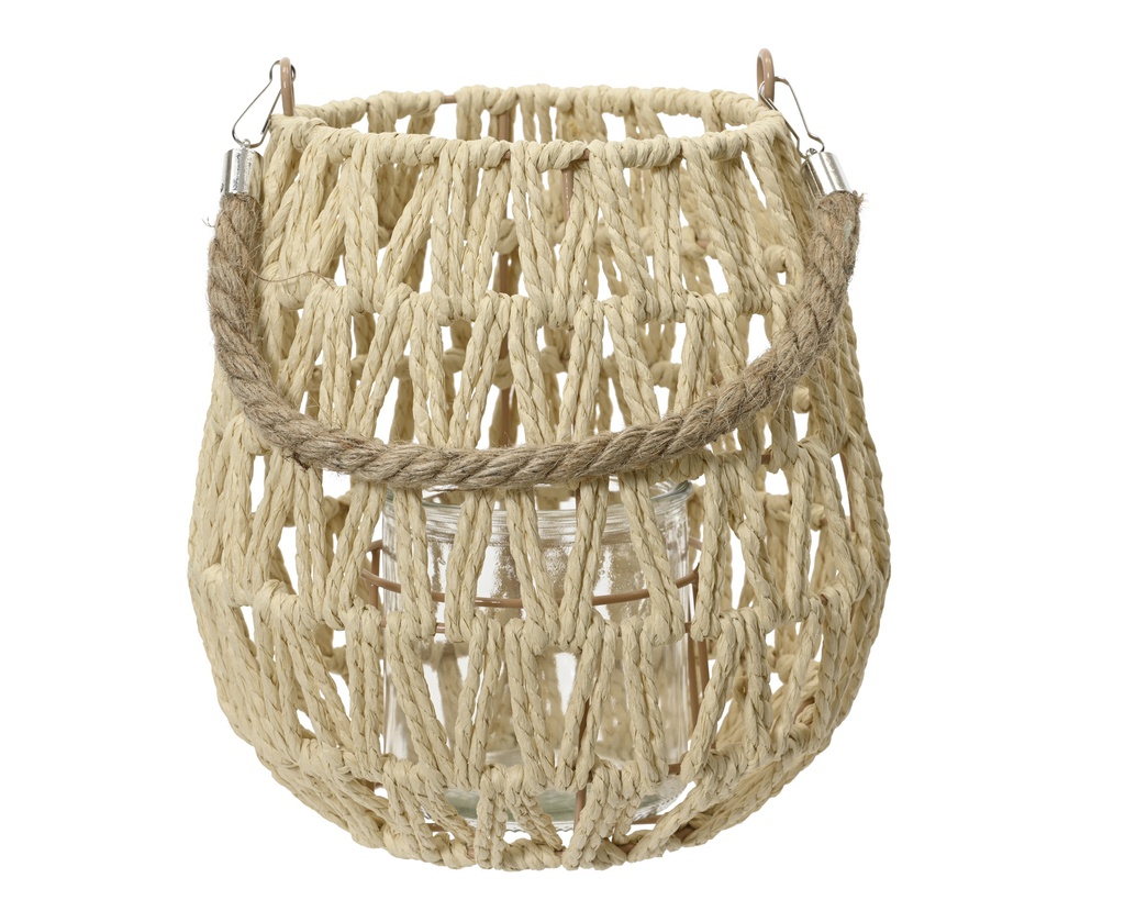 LINTERNA CUERDA DE PAPEL COLOR NATURAL -  L21.00-W21.00-H22.00cm
