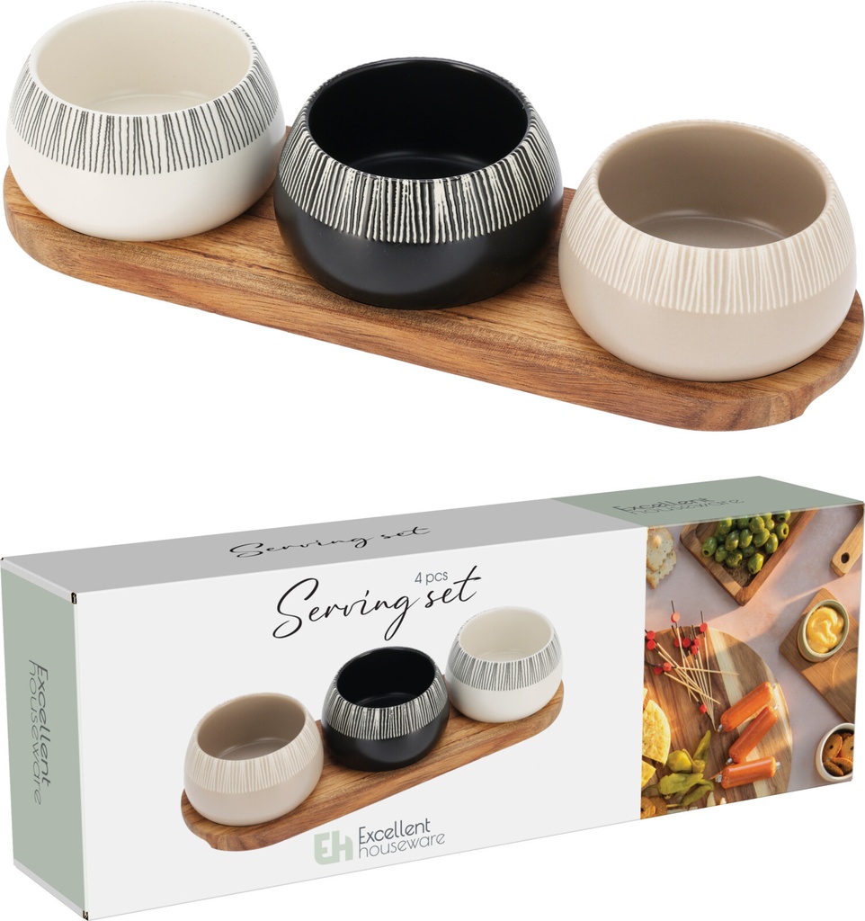 ***SERVING SET 4PCS STONEWARE