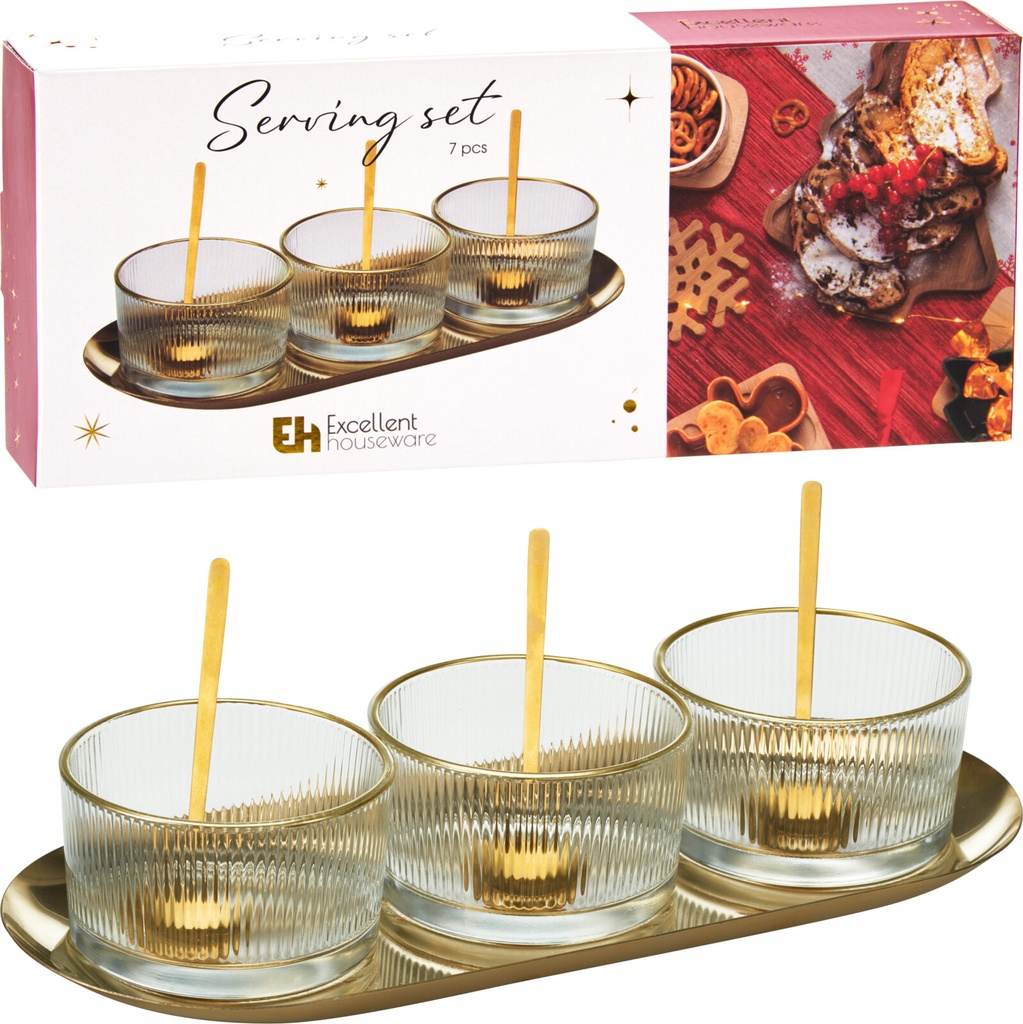 ***SERVING SET 7PCS GOLD COLOR