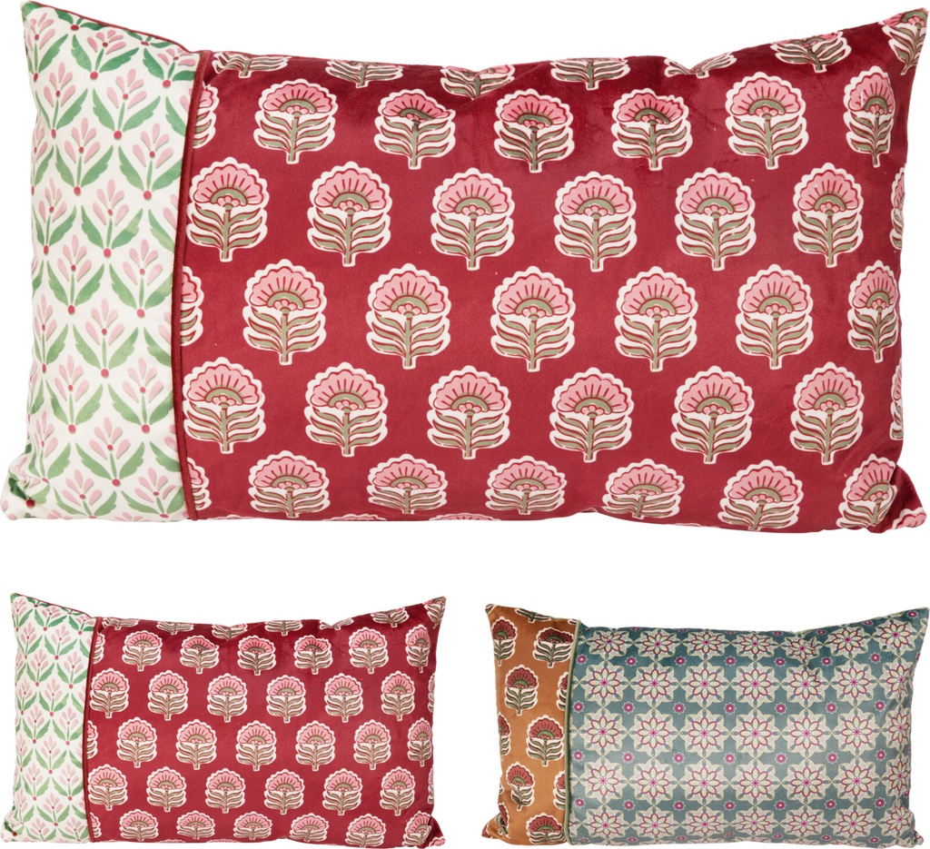 COJIN  ATERCIOPELADO MOTIVO PAISLEY - 50X30CM - 2 COLORES - 