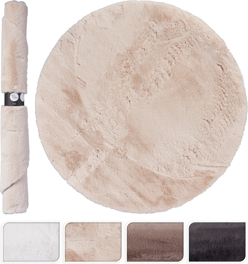 ***RUG 120X120CM FAUX FUR 3ASS