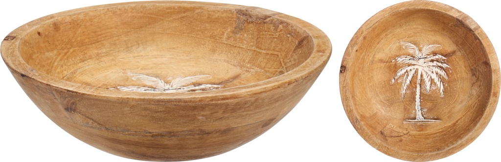 BOL MADERA DE MANGO  CON DISEÑO PALMERA 
