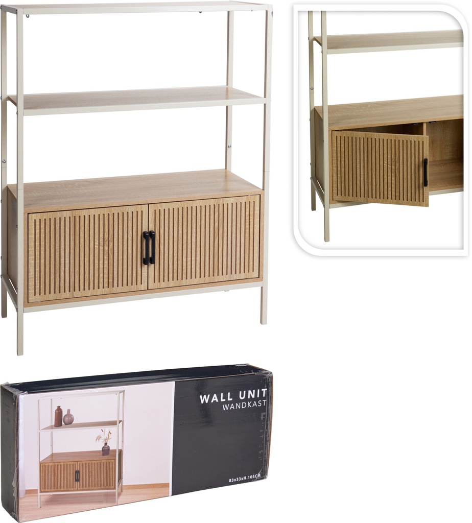 ESTANTERIA MDF Y METAL CREMA