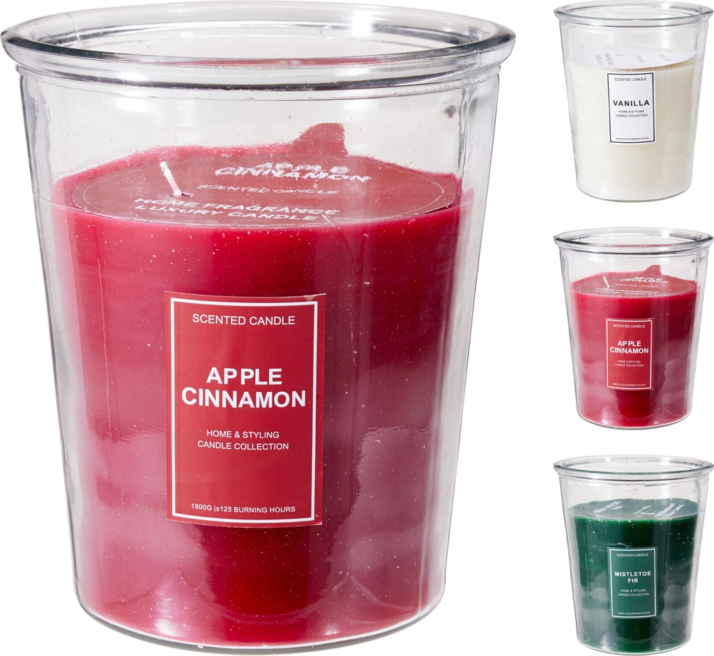 VELA AROMÁTICA EN VASO DE CRISTAL - 22CM - 3 COLORES - PRECIO UNIDAD 