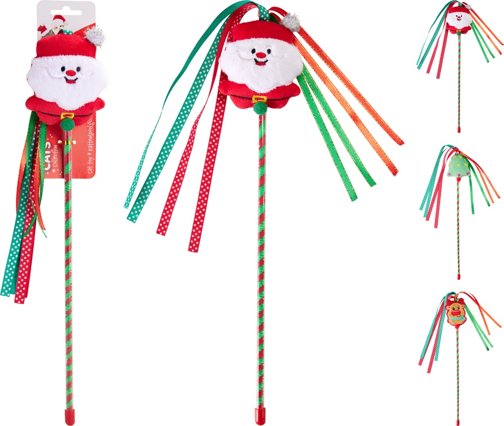 PALITO DECORADO - JUGUETE GATO - 41CM - 3 COLORES - PRECIO UNIDAD 