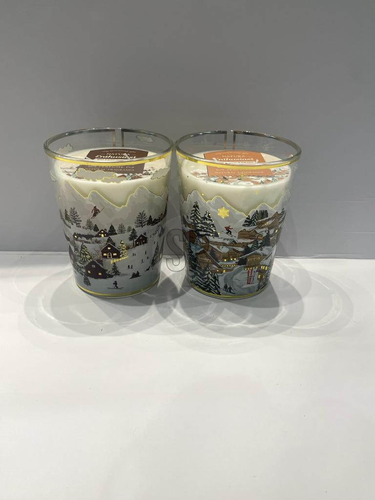 VELA AROMÁTICA EN VASO DE CRISTAL - 13X16CM - 2 COLORES - PRECIO UNIDAD 