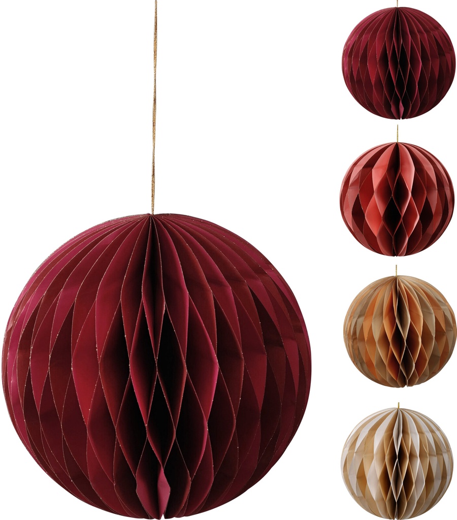 BOLA COLGANTE PAPEL - FORMA DE PANAL - 25CM - 4 COLORES - PRECIO UNIDAD