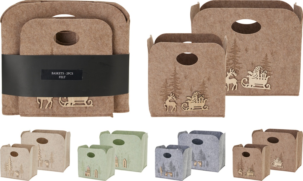 CESTA DE FIELTRO - 28CM - SET DE 2 - 4 COLORES - PRECIO UNIDAD 