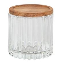 BOTE CRISTAL TRANSPARENTE CON RELIEVE Y TAPA - Ø7.5XH7.8 TRANSPARENT
