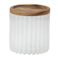 BOTE CRISTAL OPACO CON TAPA Y RELIEVE - Ø7.5XH7.8 WHITE