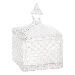 BOTE CRISTAL EN RELIEVE CON TAPA - ESTOCOLMO - PRECIOSO - CM8X8XH11.5