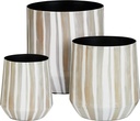 JUEGO DE MACETAS CON LÍNEAS  - METAL - SET DE 3
