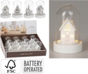 CAMPANITA CRISTAL CASITAS - LUZ LED - 9CM - 4 DISEÑOS - PRECIO UNIDAD 