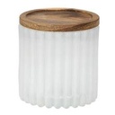 BOTE CRISTAL OPACO CON TAPA Y RELIEVE - Ø7,5XH7,8 WHITE